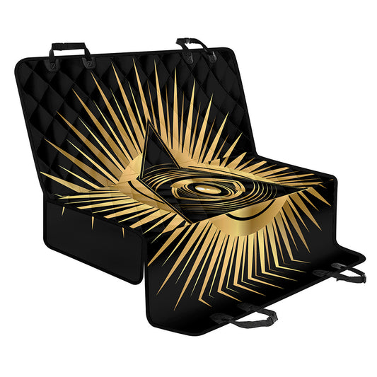 Black And Gold Eye of Providence Print Pet Car Back Seat Cover