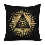Black And Gold Eye of Providence Print Pillow Cover