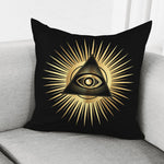 Black And Gold Eye of Providence Print Pillow Cover