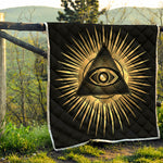 Black And Gold Eye of Providence Print Quilt