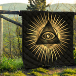 Black And Gold Eye of Providence Print Quilt