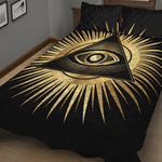 Black And Gold Eye of Providence Print Quilt Bed Set