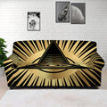 Black And Gold Eye of Providence Print Sofa Cover