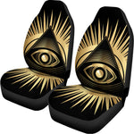Black And Gold Eye of Providence Print Universal Fit Car Seat Covers