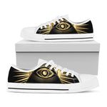 Black And Gold Eye of Providence Print White Low Top Shoes