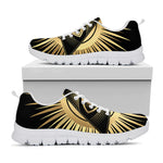 Black And Gold Eye of Providence Print White Sneakers
