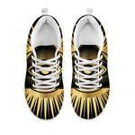 Black And Gold Eye of Providence Print White Sneakers