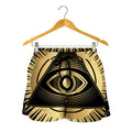 Black And Gold Eye of Providence Print Women's Shorts