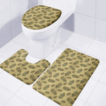 Black And Gold Feather Pattern Print 3 Piece Bath Mat Set