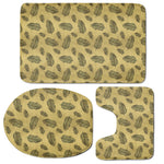 Black And Gold Feather Pattern Print 3 Piece Bath Mat Set