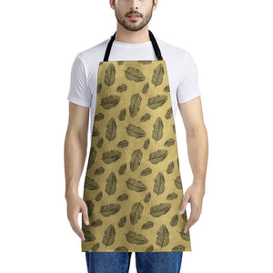 Black And Gold Feather Pattern Print Apron