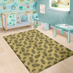 Black And Gold Feather Pattern Print Area Rug