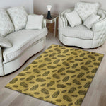 Black And Gold Feather Pattern Print Area Rug