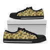 Black And Gold Feather Pattern Print Black Low Top Shoes