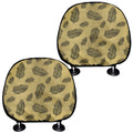 Black And Gold Feather Pattern Print Car Headrest Covers
