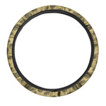 Black And Gold Feather Pattern Print Car Steering Wheel Cover