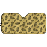 Black And Gold Feather Pattern Print Car Sun Shade
