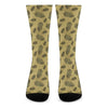 Black And Gold Feather Pattern Print Crew Socks