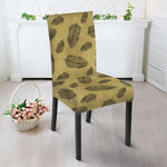 Black And Gold Feather Pattern Print Dining Chair Slipcover