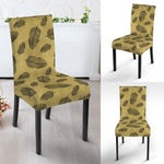 Black And Gold Feather Pattern Print Dining Chair Slipcover