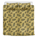 Black And Gold Feather Pattern Print Duvet Cover Bedding Set