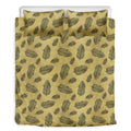 Black And Gold Feather Pattern Print Duvet Cover Bedding Set