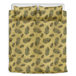 Black And Gold Feather Pattern Print Duvet Cover Bedding Set