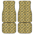 Black And Gold Feather Pattern Print Front and Back Car Floor Mats