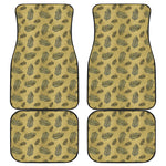 Black And Gold Feather Pattern Print Front and Back Car Floor Mats