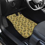 Black And Gold Feather Pattern Print Front and Back Car Floor Mats