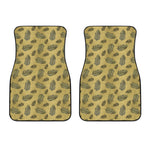 Black And Gold Feather Pattern Print Front Car Floor Mats