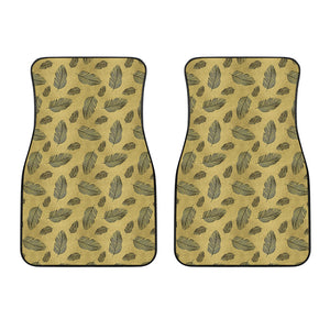 Black And Gold Feather Pattern Print Front Car Floor Mats