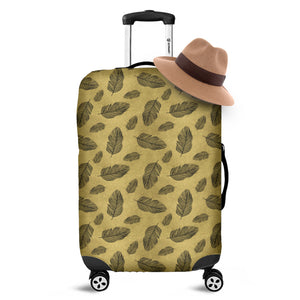 Black And Gold Feather Pattern Print Luggage Cover