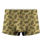 Black And Gold Feather Pattern Print Men's Boxer Briefs