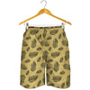 Black And Gold Feather Pattern Print Men's Shorts