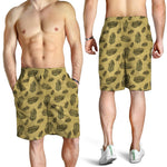 Black And Gold Feather Pattern Print Men's Shorts