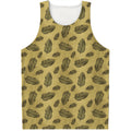 Black And Gold Feather Pattern Print Men's Tank Top