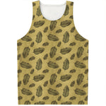 Black And Gold Feather Pattern Print Men's Tank Top