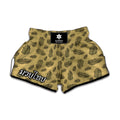 Black And Gold Feather Pattern Print Muay Thai Boxing Shorts