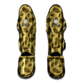 Black And Gold Feather Pattern Print Muay Thai Shin Guards