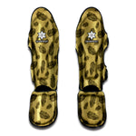 Black And Gold Feather Pattern Print Muay Thai Shin Guard