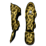 Black And Gold Feather Pattern Print Muay Thai Shin Guard