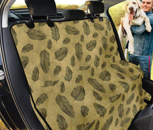 Black And Gold Feather Pattern Print Pet Car Back Seat Cover