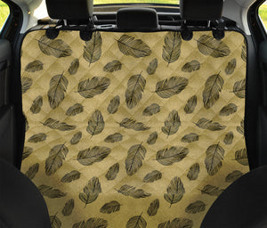 Black And Gold Feather Pattern Print Pet Car Back Seat Cover