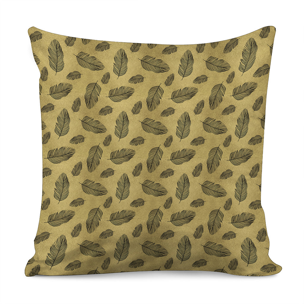 Black And Gold Feather Pattern Print Pillow Cover