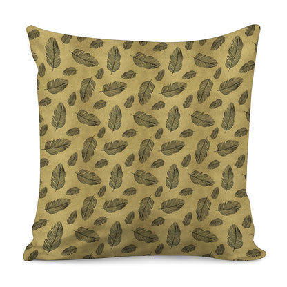 Black And Gold Feather Pattern Print Pillow Cover