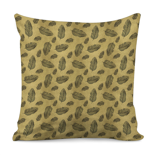 Black And Gold Feather Pattern Print Pillow Cover