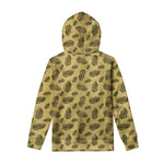 Black And Gold Feather Pattern Print Pullover Hoodie