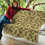 Black And Gold Feather Pattern Print Quilt