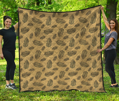 Black And Gold Feather Pattern Print Quilt